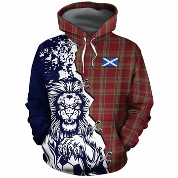 Tyrone County Ireland Tartan Scottish Cotton Hoodie Angry Lion With Soccer Ball Style