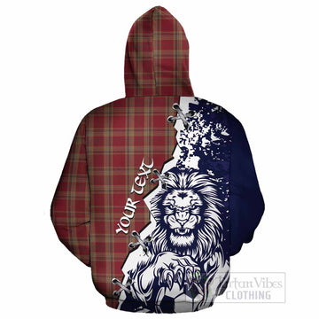 Tyrone County Ireland Tartan Scottish Cotton Hoodie Angry Lion With Soccer Ball Style