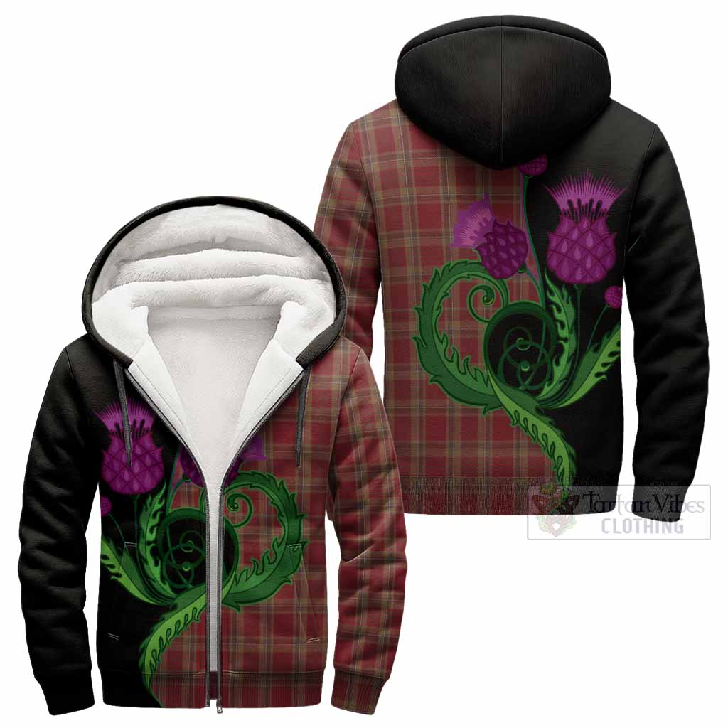 Tyrone County Ireland Tartan Sherpa Hoodie Traditional Scottish Thistle