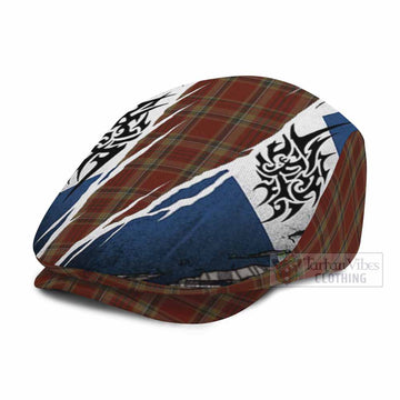 Tyrone Tartan Flat Cap, Jeff Cap Scotland Flag Ripped Tribal Design