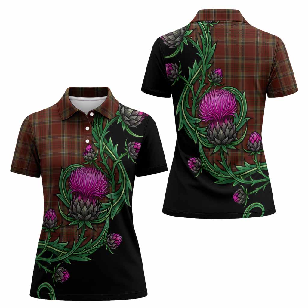 Tyrone Tartan Women Polo Shirt Resilient Scottish Thistle