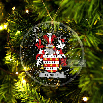 Tyrrell Irish Clan Christmas Glass Ornament with Coat of Arms Transparent Glass Circle - 2D-tartanvibesclothing