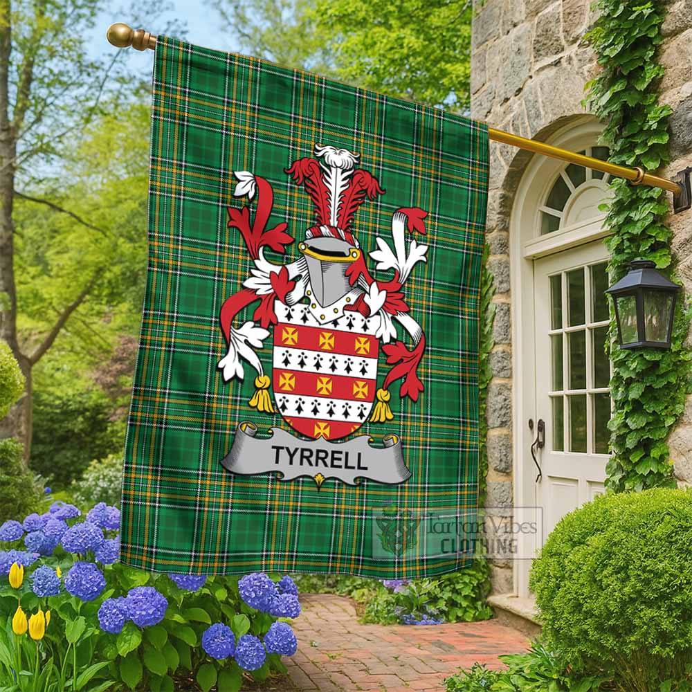 Tyrrell Irish Clan Tartan Flag with Coat of Arms