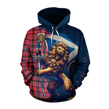 Tartan Vibes Clothing Udny Tartan Family Crest Cotton Hoodie with Scottish Majestic Lion
