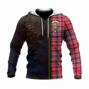 Tartan Vibes Clothing Udny Tartan Family Crest Knitted Hoodie Alba Gu Brath Be Brave Lion Ancient Style