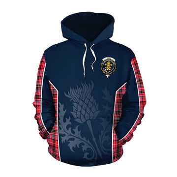 Tartan Vibes Clothing Udny Tartan Cotton Hoodie with Family Crest and Scottish Thistle Vibes Sport Style