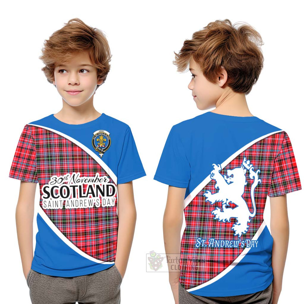 Tartan Vibes Clothing Udny Family Crest Tartan Kid T-Shirt Celebrate Saint Andrew's Day in Style