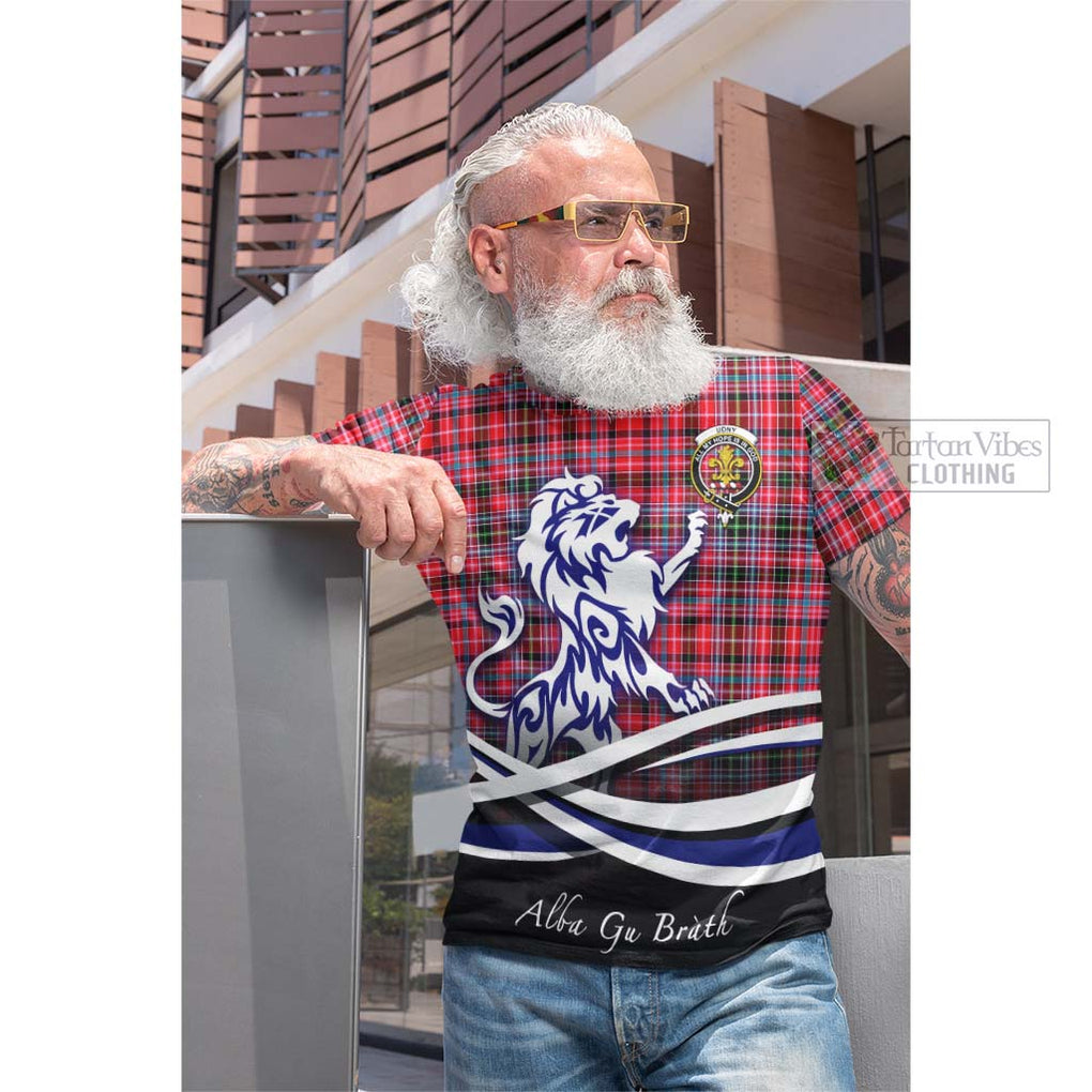 Udny Tartan Cotton T-shirt with Alba Gu Brath Regal Lion Emblem Men's Shirt - Tartan Vibes Clothing