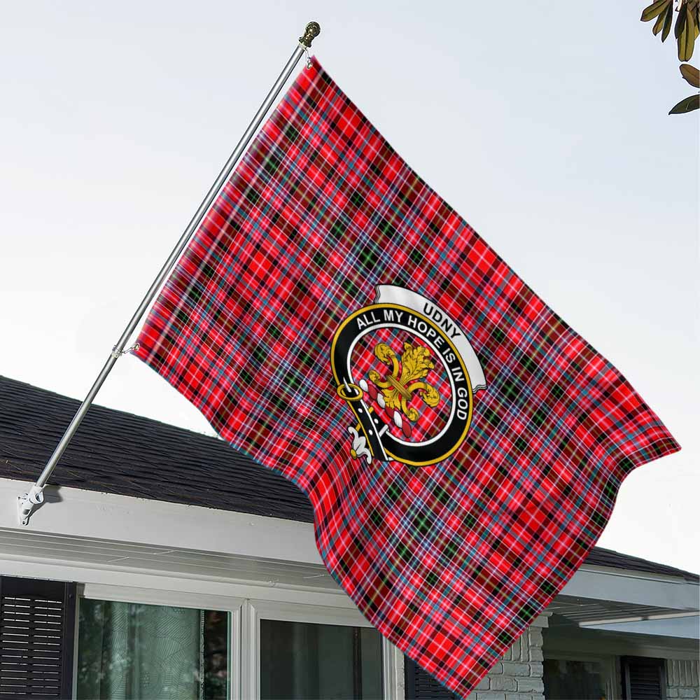 Tartan Vibes Clothing Udny Tartan House Flag with Family Crest