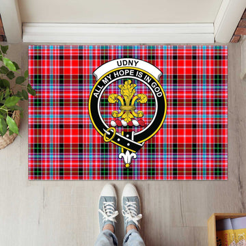 Udny Tartan Rubber Doormat with Family Crest