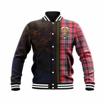 Tartan Vibes Clothing Udny Tartan Family Crest Baseball Jacket Alba Gu Brath Be Brave Lion Ancient Style