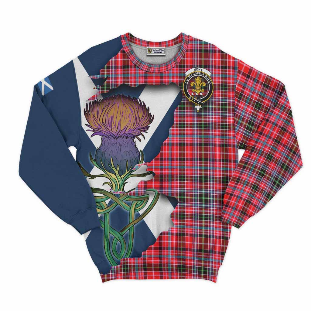 Tartan Vibes Clothing Udny Tartan Family Crest Sweatshirt Scottish Thistle Celtic Inspired