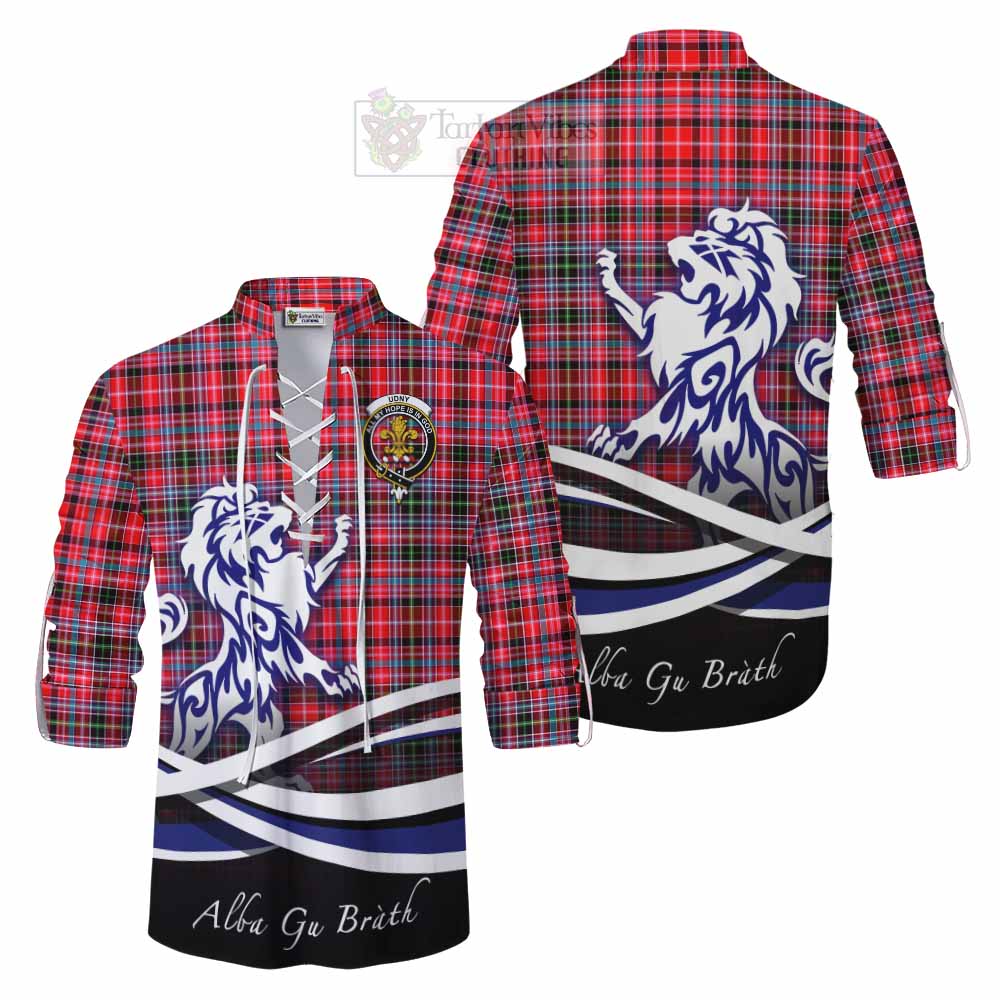 Tartan Vibes Clothing Udny Tartan Ghillie Kilt Shirt with Alba Gu Brath Regal Lion Emblem