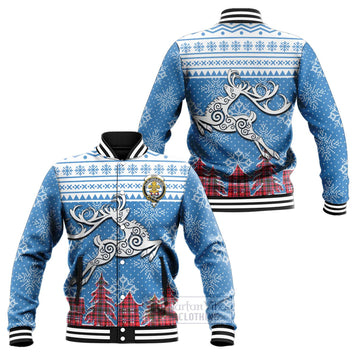Tartan Vibes Clothing Udny Clan Christmas Baseball Jacket Celtic Reindeer Style