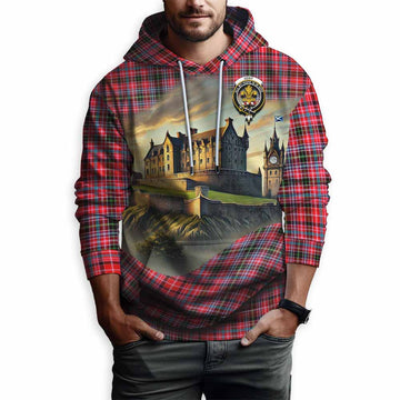 Tartan Vibes Clothing Udny Tartan Family Crest Hoodie with Scottish Ancient Castle Style
