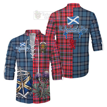 Tartan Vibes Clothing Udny Tartan Ghillie Kilt Shirt Happy St. Andrew's Day Half Tartan Style