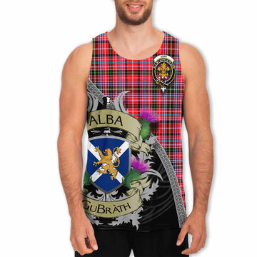 Tartan Vibes Clothing Udny Tartan Family Crest Men's Tank Top Lion Rampant Royal Thistle Shield Celtic Inspired