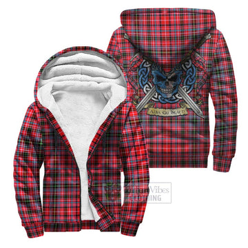 Tartan Vibes Clothing Udny Tartan Sherpa Hoodie with Family Crest Celtic Skull Style