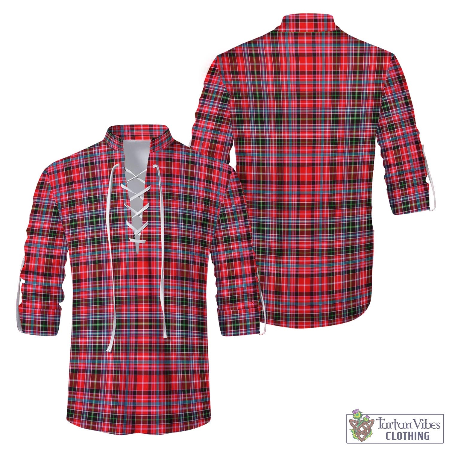 Tartan Vibes Clothing Udny Tartan Men's Scottish Traditional Jacobite Ghillie Kilt Shirt