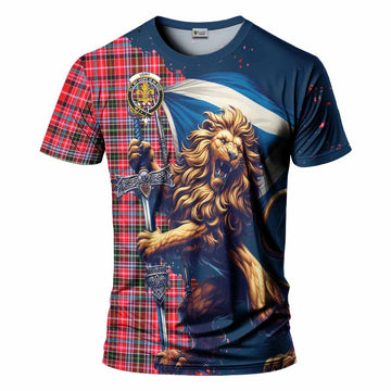 Tartan Vibes Clothing Udny Tartan Family Crest T-Shirt with Scottish Majestic Lion