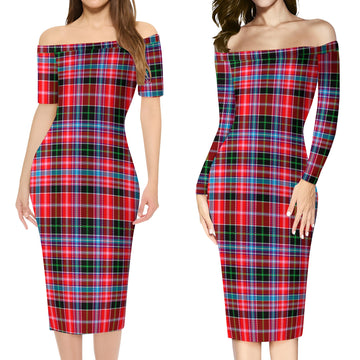 Udny Tartan Off Shoulder Lady Dress Women's Dress - Tartanvibesclothing