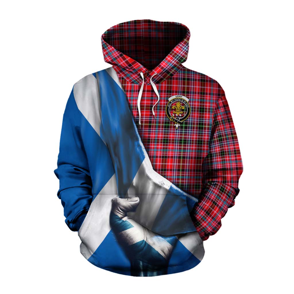 Tartan Vibes Clothing Udny Tartan Cotton Hoodie with Family Crest Scotland Patriotic Style