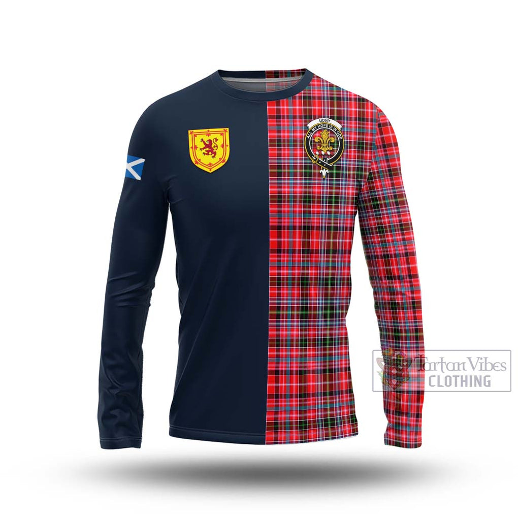 Tartan Vibes Clothing Udny Tartan Long Sleeve T-Shirt with Scottish Lion Royal Arm Half Style