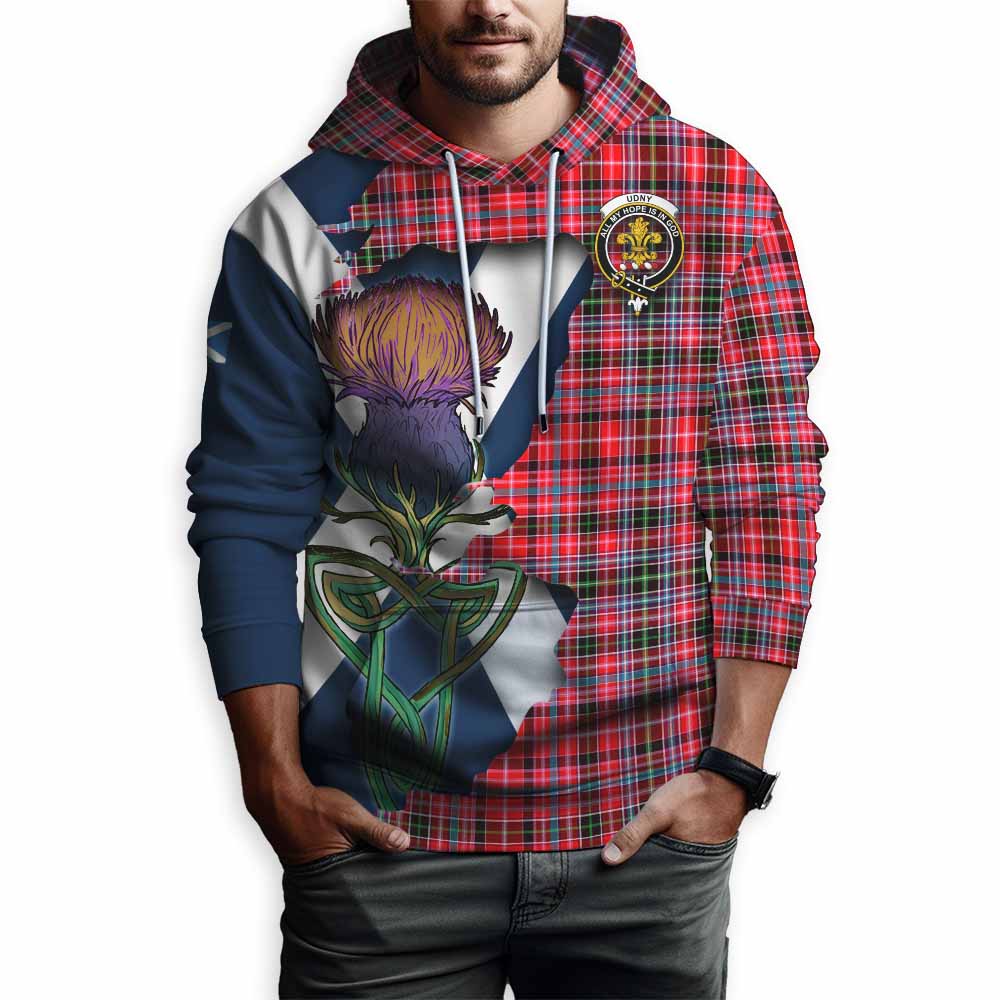 Tartan Vibes Clothing Udny Tartan Family Crest Hoodie Scottish Thistle Celtic Inspired