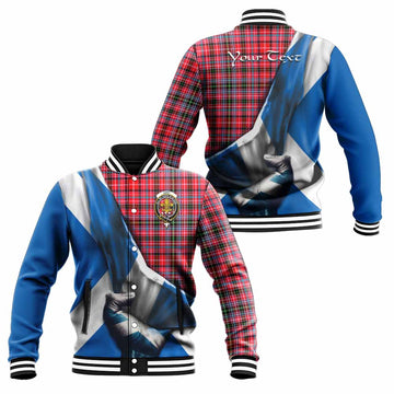 Tartan Vibes Clothing Udny Tartan Baseball Jacket with Family Crest Scotland Patriotic Style