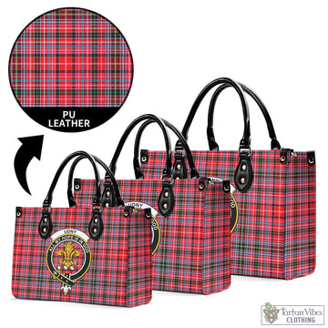 Udny Tartan Luxury Leather Handbags with Family Crest
