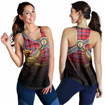 Tartan Vibes Clothing Udny Crest Tartan Women's Racerback Tanks with Golden Lion Emblem Celtic Style