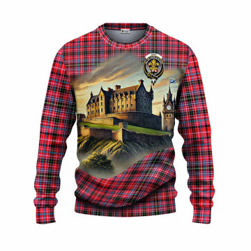 Tartan Vibes Clothing Udny Tartan Family Crest Knitted Sweater with Scottish Ancient Castle Style