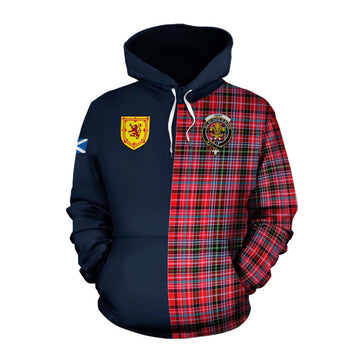 Tartan Vibes Clothing Udny Tartan Cotton Hoodie Alba with Scottish Lion Royal Arm Half Style