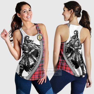 Tartan Vibes Clothing Udny Tartan Clan Crest Women's Racerback Tanks with Highlander Warrior Celtic Style