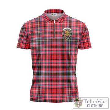 Tartan Vibes Clothing Udny Tartan Zipper Polo Shirt with Family Crest