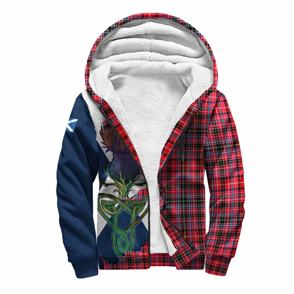 Tartan Vibes Clothing Udny Tartan Family Crest Sherpa Hoodie Scottish Thistle Celtic Inspired