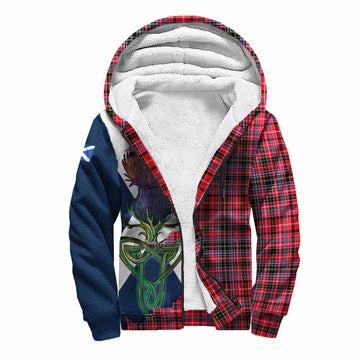 Tartan Vibes Clothing Udny Tartan Family Crest Sherpa Hoodie Scottish Thistle Celtic Inspired