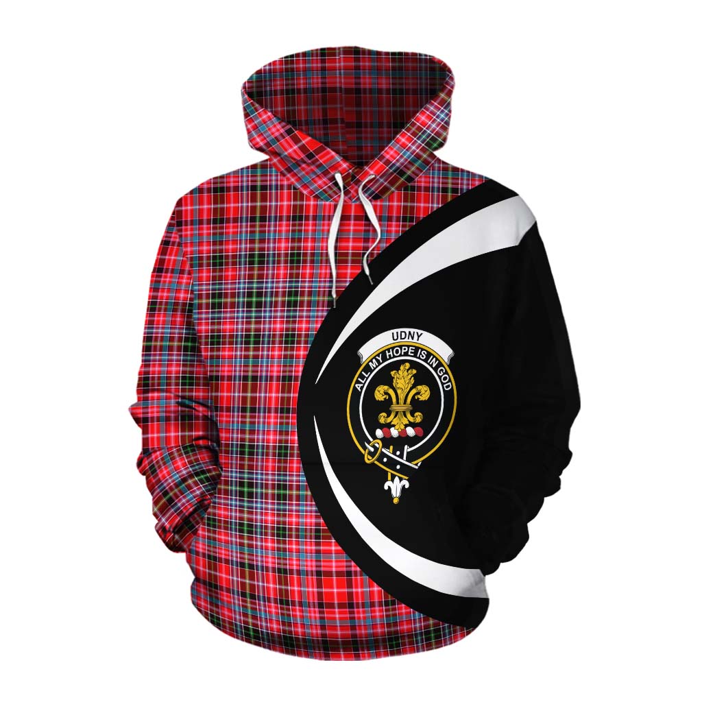 Tartan Vibes Clothing Udny Tartan Cotton Hoodie with Family Crest Circle Style
