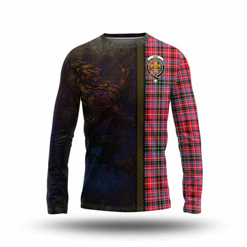 Tartan Vibes Clothing Udny Tartan Family Crest Long Sleeve T-Shirt Alba Gu Brath Be Brave Lion Ancient Style
