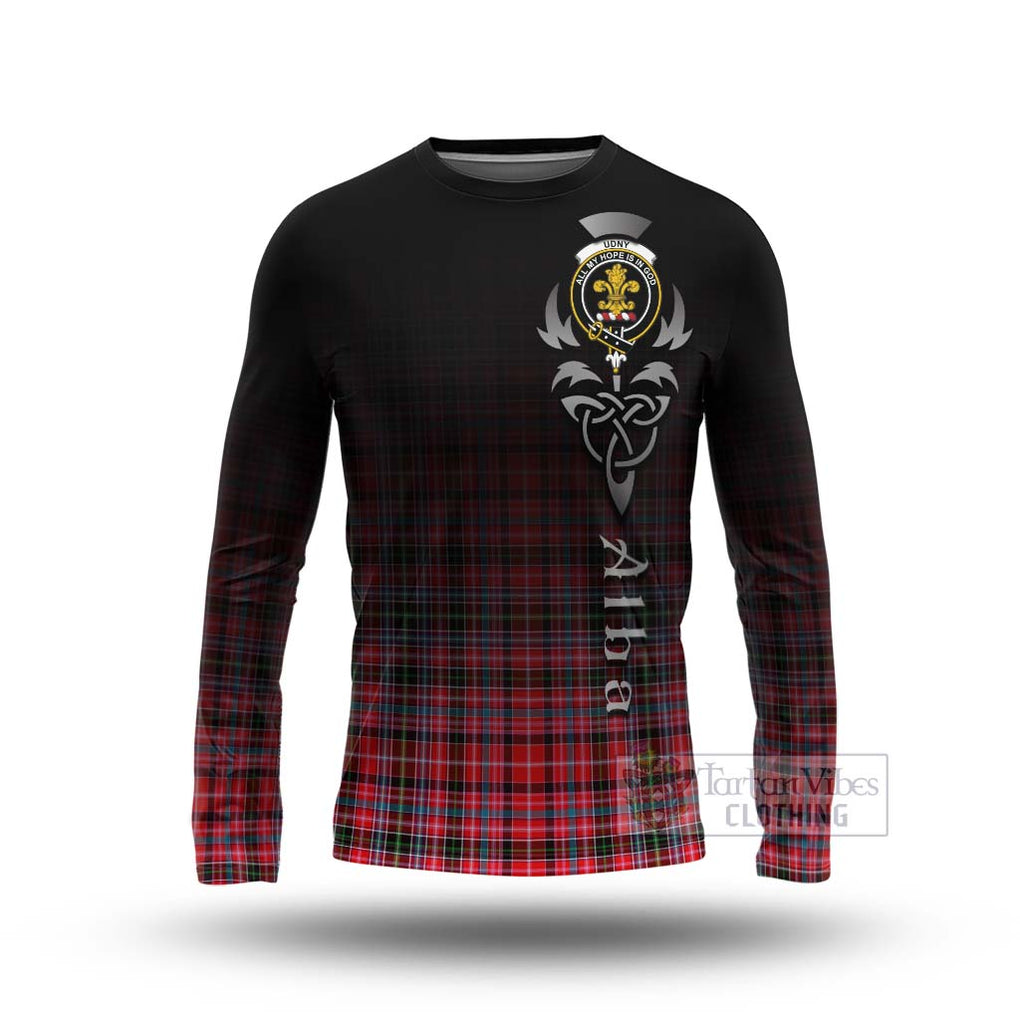 Tartan Vibes Clothing Udny Tartan Long Sleeve T-Shirt Featuring Alba Gu Brath Family Crest Celtic Inspired