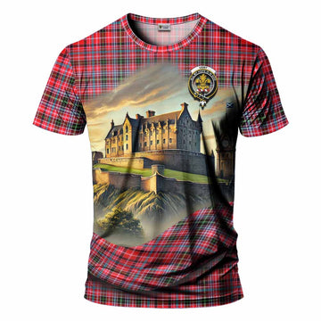 Tartan Vibes Clothing Udny Tartan Family Crest T-Shirt with Scottish Ancient Castle Stype