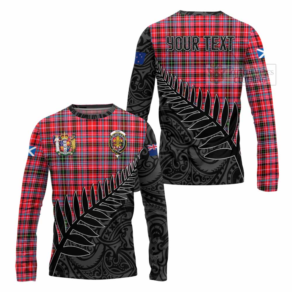 Tartan Vibes Clothing Udny Crest Tartan Long Sleeve T-Shirt with New Zealand Silver Fern Half Style