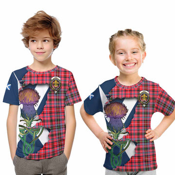 Tartan Vibes Clothing Udny Tartan Family Crest Kid T-Shirt Scottish Thistle Celtic Inspired