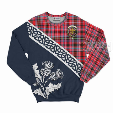 Tartan Vibes Clothing Udny Tartan Sweatshirt Featuring Thistle and Scotland Map