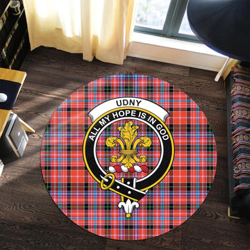 udny-tartan-round-rug-with-family-crest