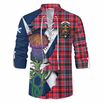 Tartan Vibes Clothing Udny Tartan Family Crest Ghillie Kilt Shirt Scottish Thistle Celtic Inspired