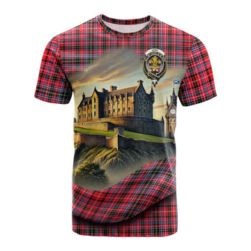 Tartan Vibes Clothing Udny Tartan Family Crest Cotton T-shirt with Scottish Ancient Castle Style