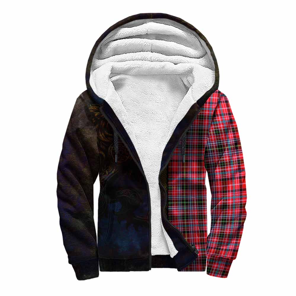 Tartan Vibes Clothing Udny Tartan Family Crest Sherpa Hoodie Alba Gu Brath Be Brave Lion Ancient Style