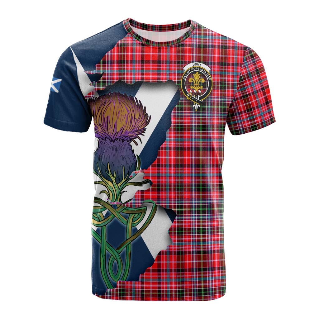 Tartan Vibes Clothing Udny Tartan Family Crest Cotton T-shirt Scottish Thistle Celtic Inspired