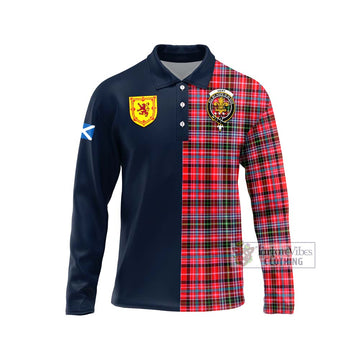 Tartan Vibes Clothing Udny Tartan Long Sleeve Polo Shirt with Scottish Lion Royal Arm Half Style